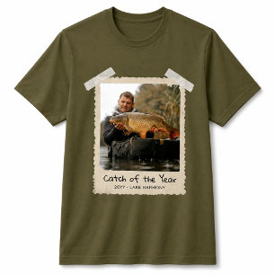 Camisa de Pesca Personalizada com Foto, Peixe Capt