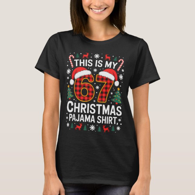 Camisa de pijama de Natal engraçada 67 Six Seven M (Frente)