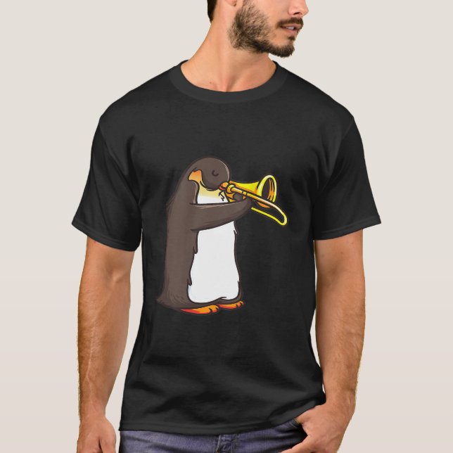 Camisa De Pinguim Engraçado Do Jogador De Trompete (Frente)
