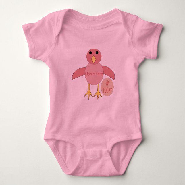 Camisa de Pintinho da Garota de Aniversário Rosa P (Frente)