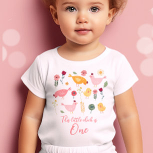 Camisa de Pintinho Easter Menina Fazenda 1º Aniver