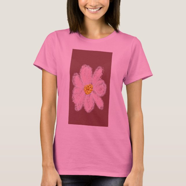 camisa de pintura de flor rosa (Frente)