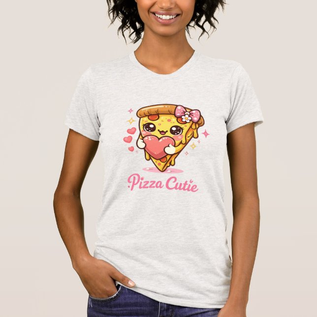 Camisa de Pizza Fofa Kawaii Pizza Cutie (Frente)
