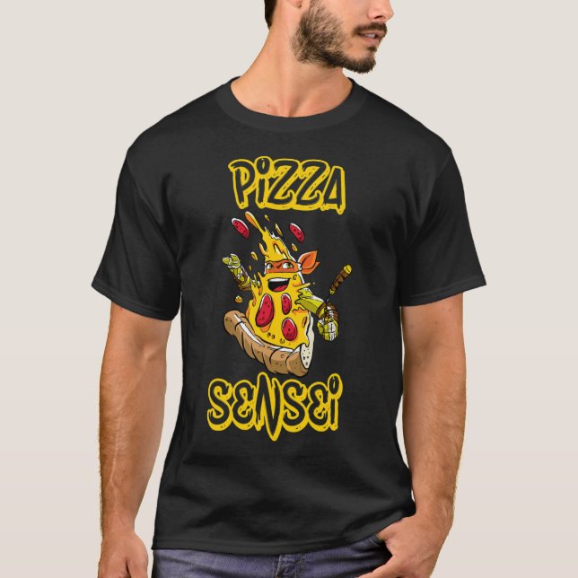 Camisa de Pizza Sensei de Pizza Engraçado Amantes  (Frente)