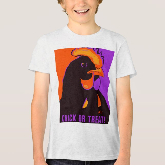 Camisa de Pop de Arte do Halloween do pintinho ou  (Frente)