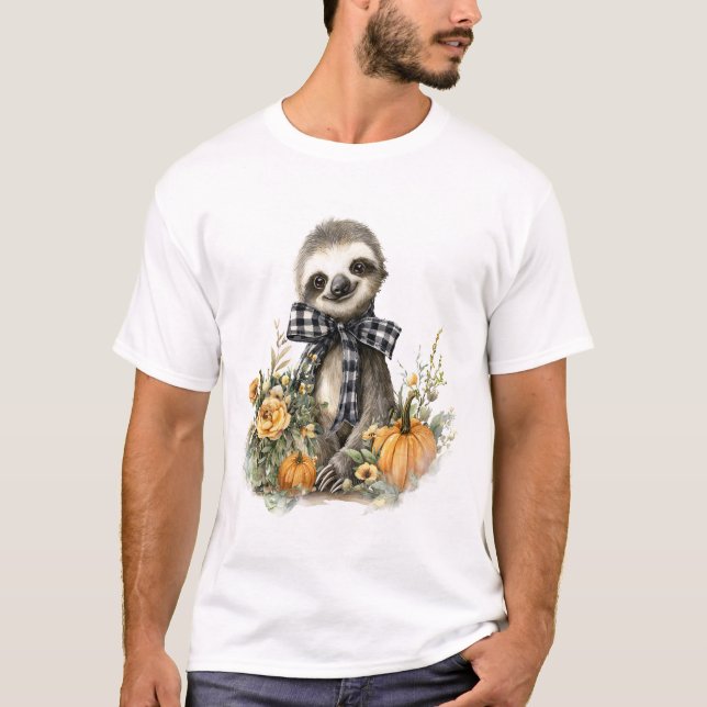 Camisa de Preguiça Animais Abóbora de Outono (Frente)