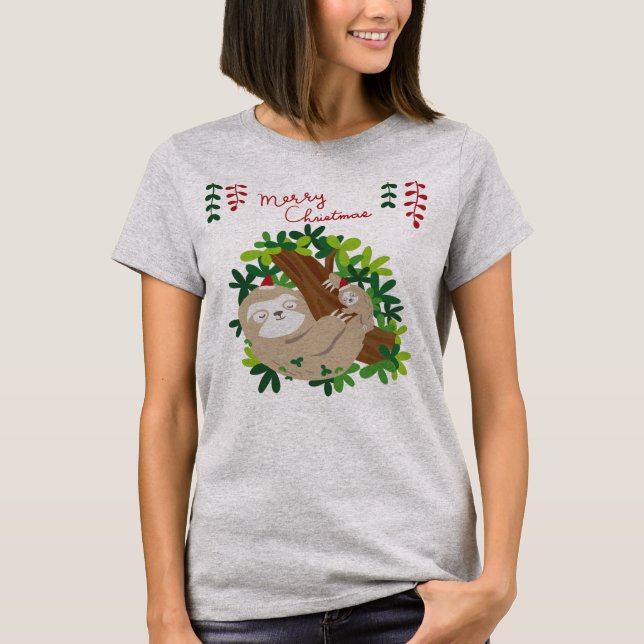 Camisa de Preguiça de Natal | Feliz Slothmas |  (Frente)