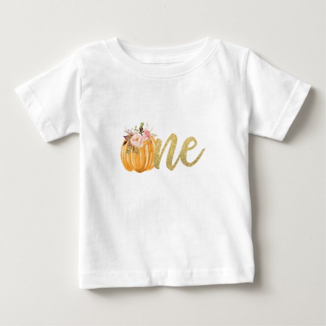 Camisa De Primeiro Aniversário De Pumpkin - Floral (Frente)