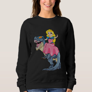 Camisa de Princesa Montando Dinossauro T-Rex Fofo