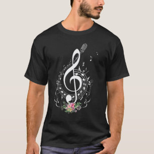 camisa de professor de clave de notas musicais cor
