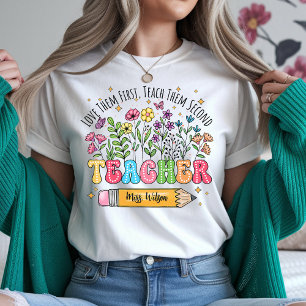 Camisa de Professora de Flores Silvestres Camiseta