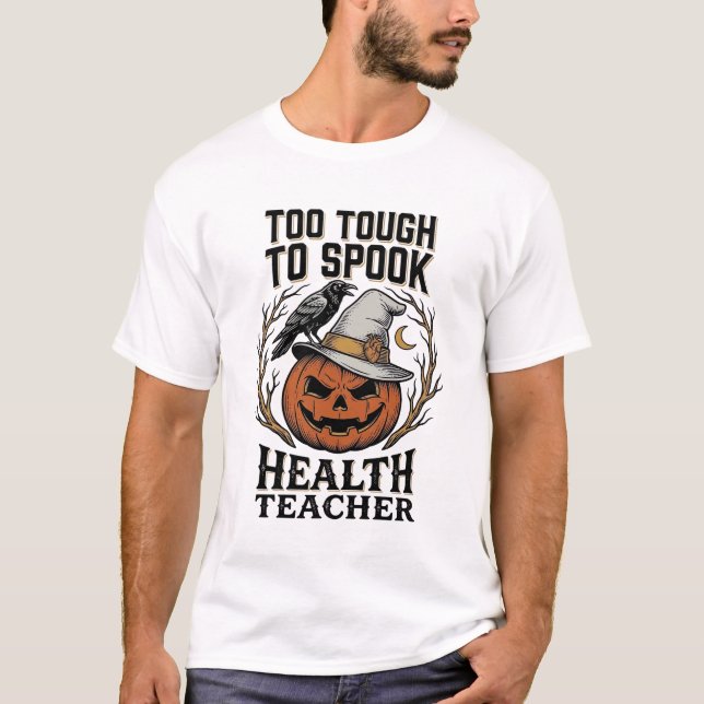 Camisa de professora de saúde Halloween Pu gravada (Frente)