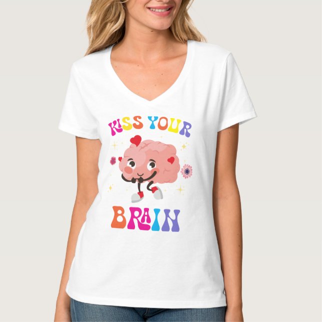 Camisa de professora feminina, beije sua camisa de (Frente)