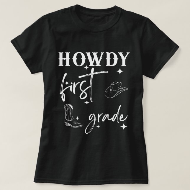 Camisa De Professores De Primeira Classe Howdy, Pr (Frente do Design)