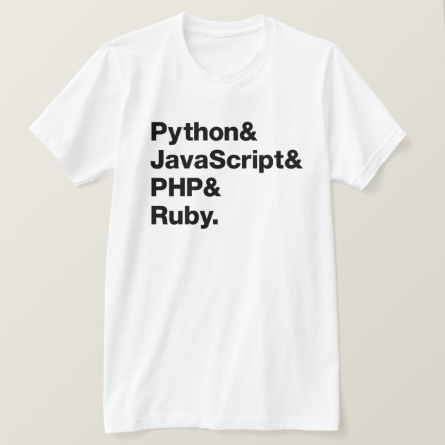 Camisa de programação do rubi do PHP do Javascript (Frente do Design)
