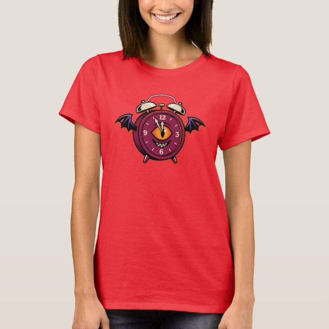 Camisa de Relógio Alarme Monstro Asa de Morcego Te (Frente)