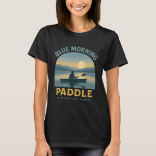 Camisa de Remo Azul da Manhã Kansas Lago Kayak Nas