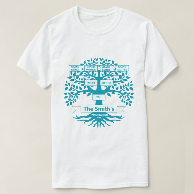 Camisa de Reunião Familiar com Árvore Familiar Per (Frente do Design)
