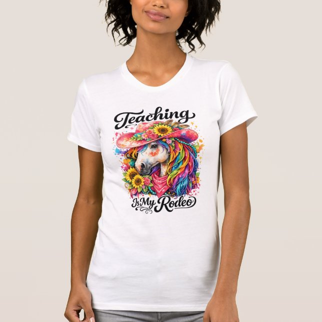 Camisa de Rodeio para Professores, Floral Cavalo C (Frente)