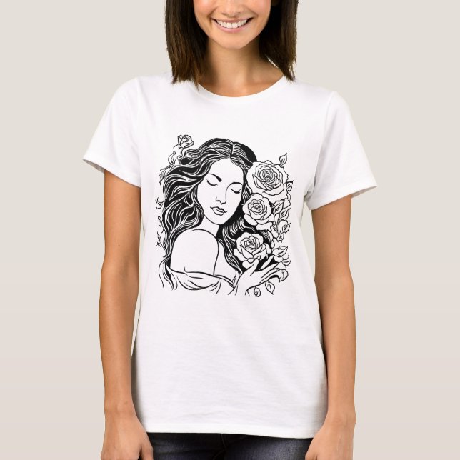 Camisa de rosa de jovem elegante (Frente)