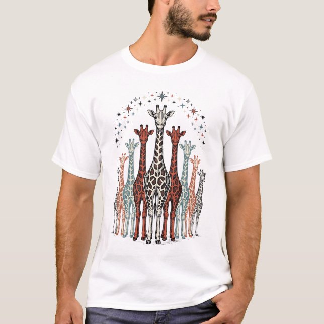 Camisa de Safári com Manada de Girafas Gravadas Vi (Frente)