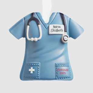 Camisa de Scrubs de Enfermeira Ornamento de Natal 