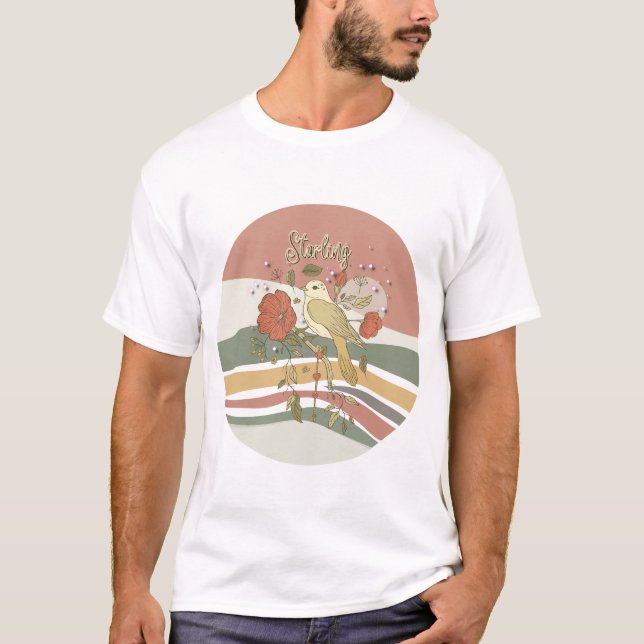 Camisa de serra de amarração retrorada estelar 70s (Frente)