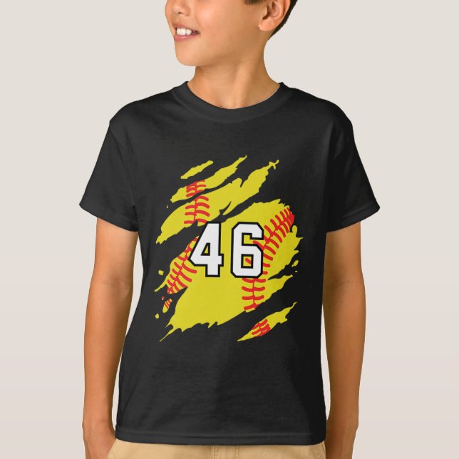 Camisa de Softbol Número #46 Torcedor de Jogador d (Frente)