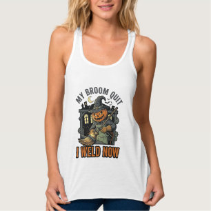 Camisa de Soldador de Halloween Design de Vassoura