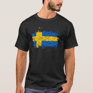 Camisa de suecia, mapas suecos, bandeira sueca par