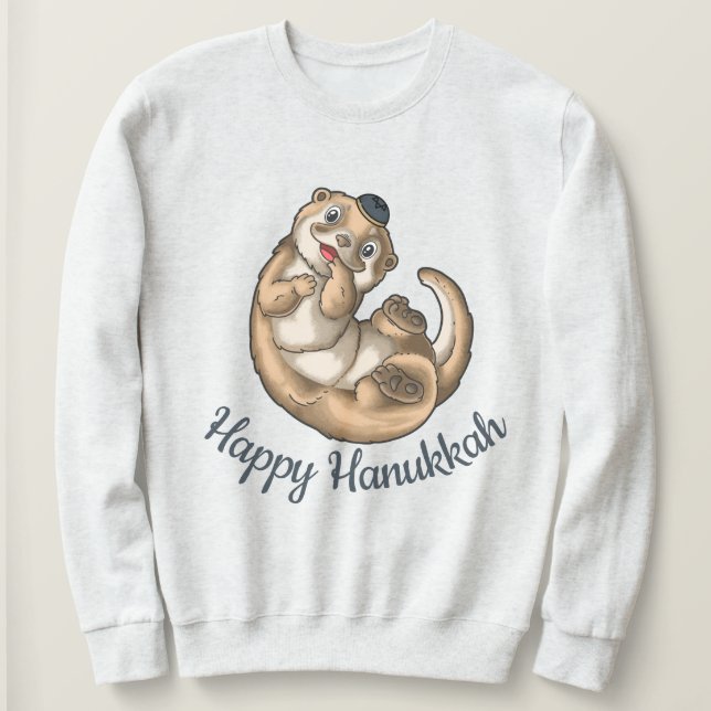 Camisa De Suor De Camisa Otter Hanukkah (Frente do Design)