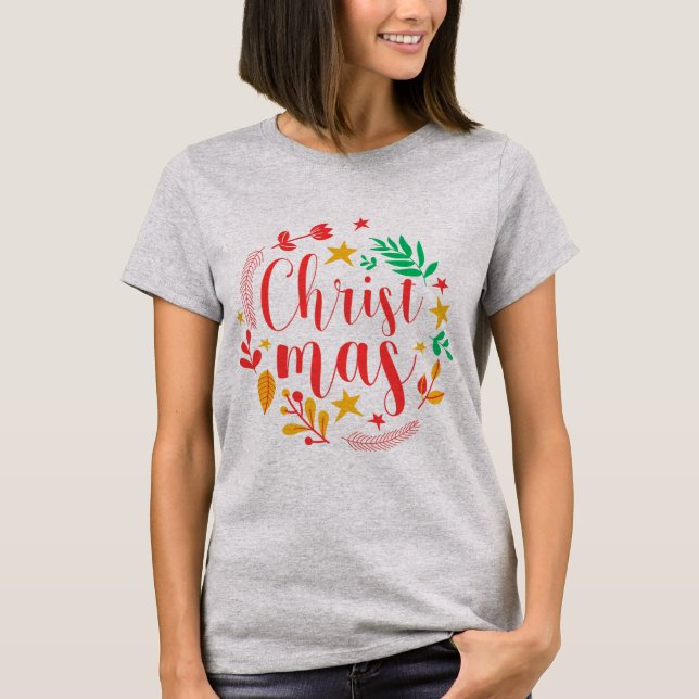Camisa de T Básica de Aço de Natal (Frente)