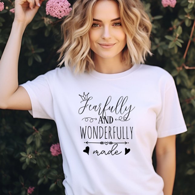 Camisa De T Mínima Feita Com Carinho E Maravilha (Fearfully & Wonderfully Made Minimalistic T-Shirt)