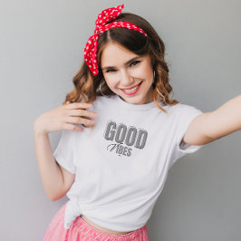 Camisa de T-Shirt de boas vibrações em preto e Cin