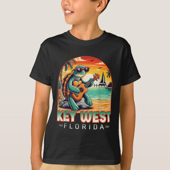 Camisa de Tartaruga Tropical da Praia de Key West  (Frente)