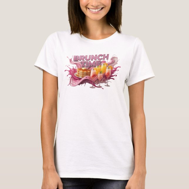 Camisa de tempo de brunch rosa fresco Design (Frente)