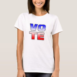 Camisa de Texto Vermelho, Branco e Azul VOTAR