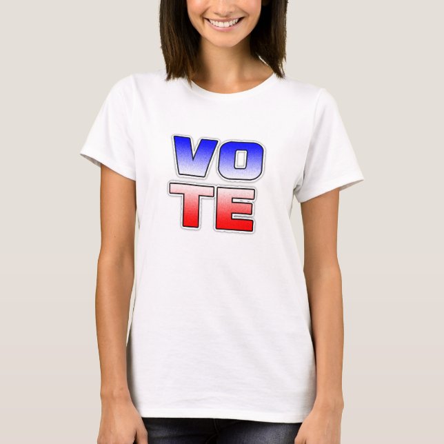Camisa de Texto Vermelho, Branco e Azul VOTAR (Frente)