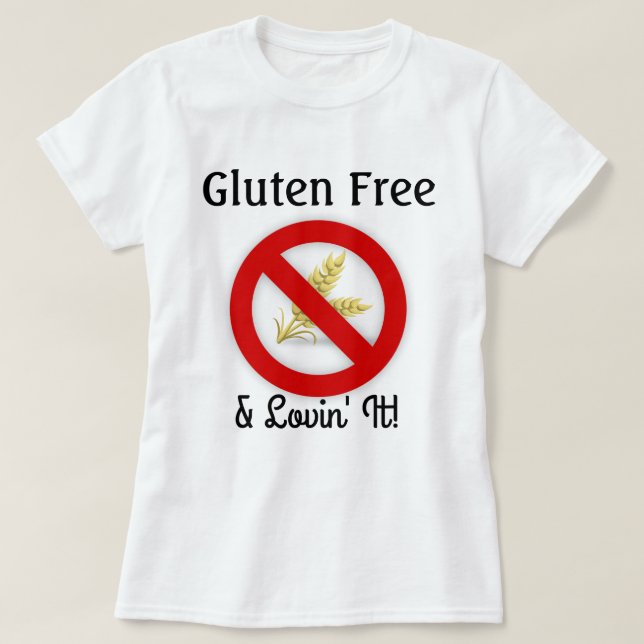 Camisa De Ti De Gluten Free & Lovin' (Frente do Design)