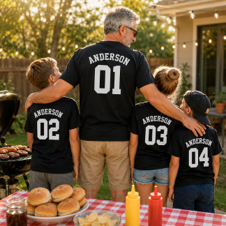Camisa de time personalizada com sobrenome da famí