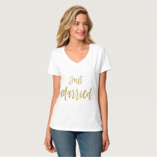 Camisa de Tipografia recem casados Gold Foil