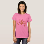 Camisa de Tipografia Rosa e Folha de Ouro Wifeto<br><div class="desc">Tipografia de folhas de ouro e T-Shirt cor-de-rosa para um recém-casado a vestir na lua de mel.</div>