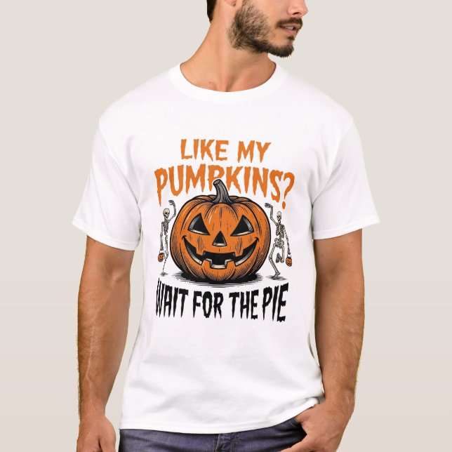 Camisa de Torta de Halloween de Esqueleto de Abóbo (Frente)