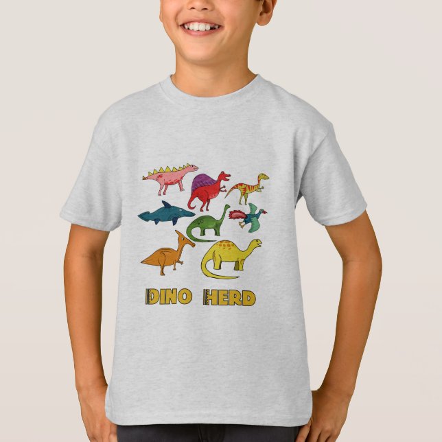 Camisa de Trabalho de Arte do Dinossauro Multicolo (Frente)