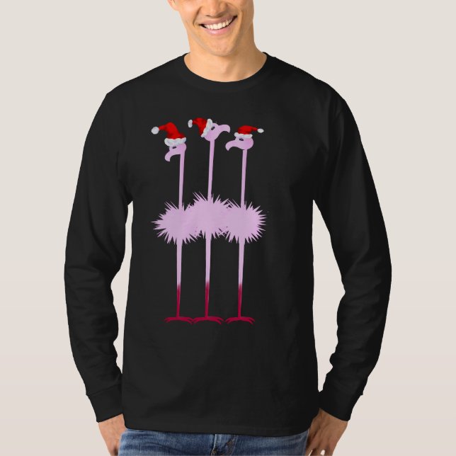 Camisa de três flamingos do Natal (Frente)