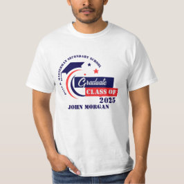 Camisa de três lâminas de graduação em branco azul