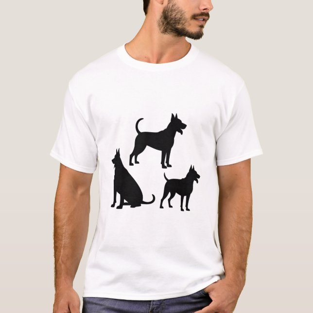 Camisa de trio de silhueta de cães - Desi mínimo d (Frente)