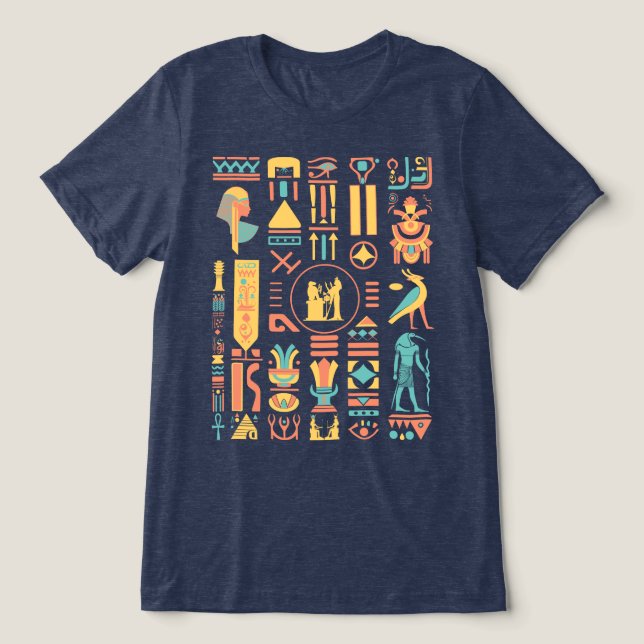 Camisa De Tripla Blenda Hieroglifos Antigos Egípci (Design frontal)
