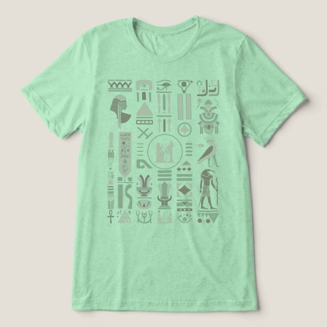 Camisa De Tripla Blenda Hieroglifos Antigos Egípci (Design frontal)