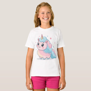 Camisa de Unicórnio de Algodão Doce Desenho Cartoo